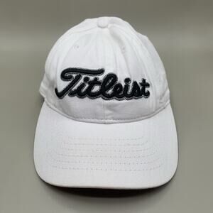 Vintage Titleist Golf Hat White Red Brim Adjustable Cotton USA
